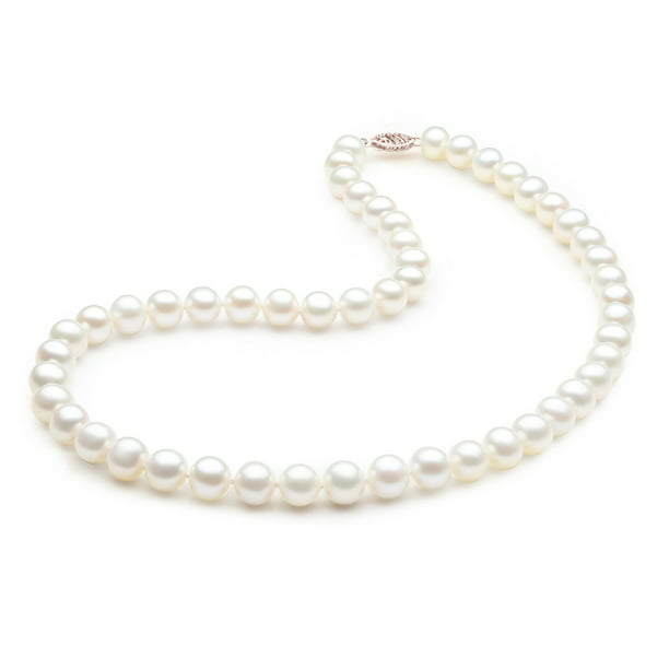 7.0-8.0mm High Luster White Freshwater Cultured Pearl necklace 18 with Yellow-Gold-Tone Base Metal Clasp 